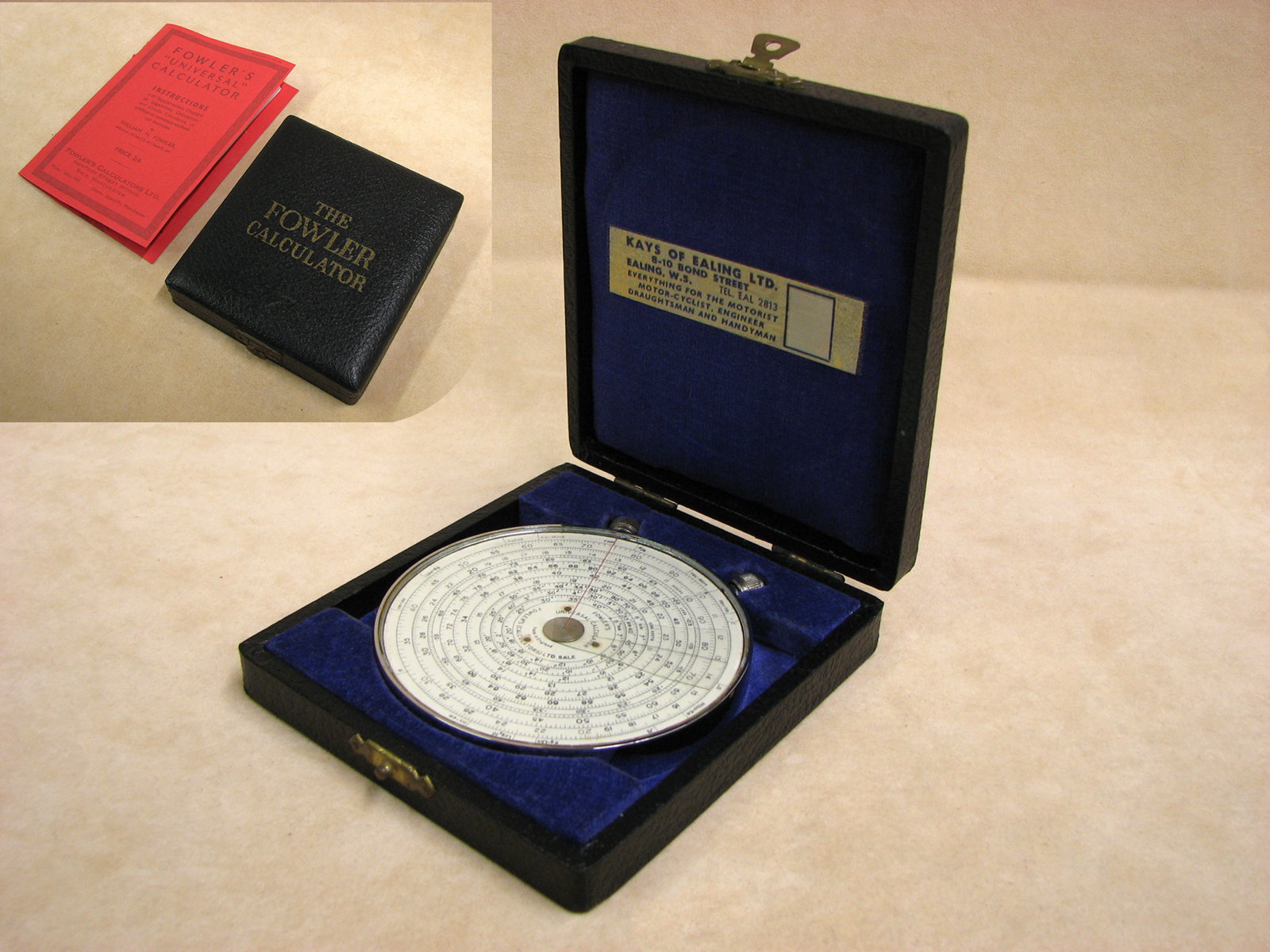 1940's Fowler's Universal calculator in presentation case